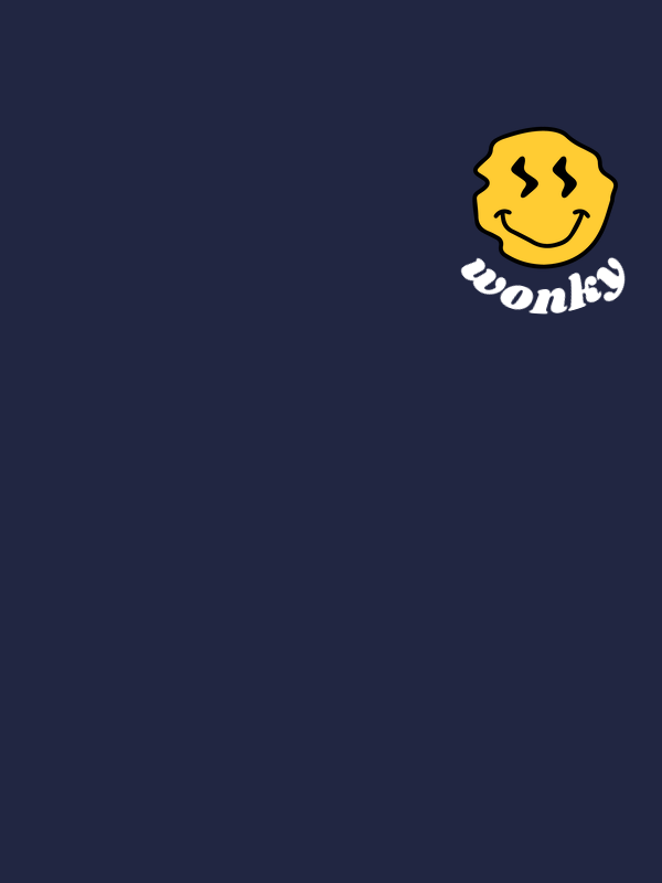 Personalized Wonky Smiley Face T-Shirt - Navy Blue - Decorate View