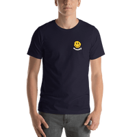 Thumbnail for Personalized Wonky Smiley Face T-Shirt - Navy Blue - Shirt View