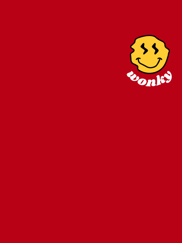Personalized Wonky Smiley Face T-Shirt - Red - Decorate View