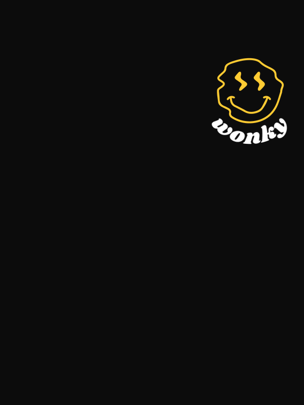 Personalized Wonky Smiley Face T-Shirt - Black - Decorate View