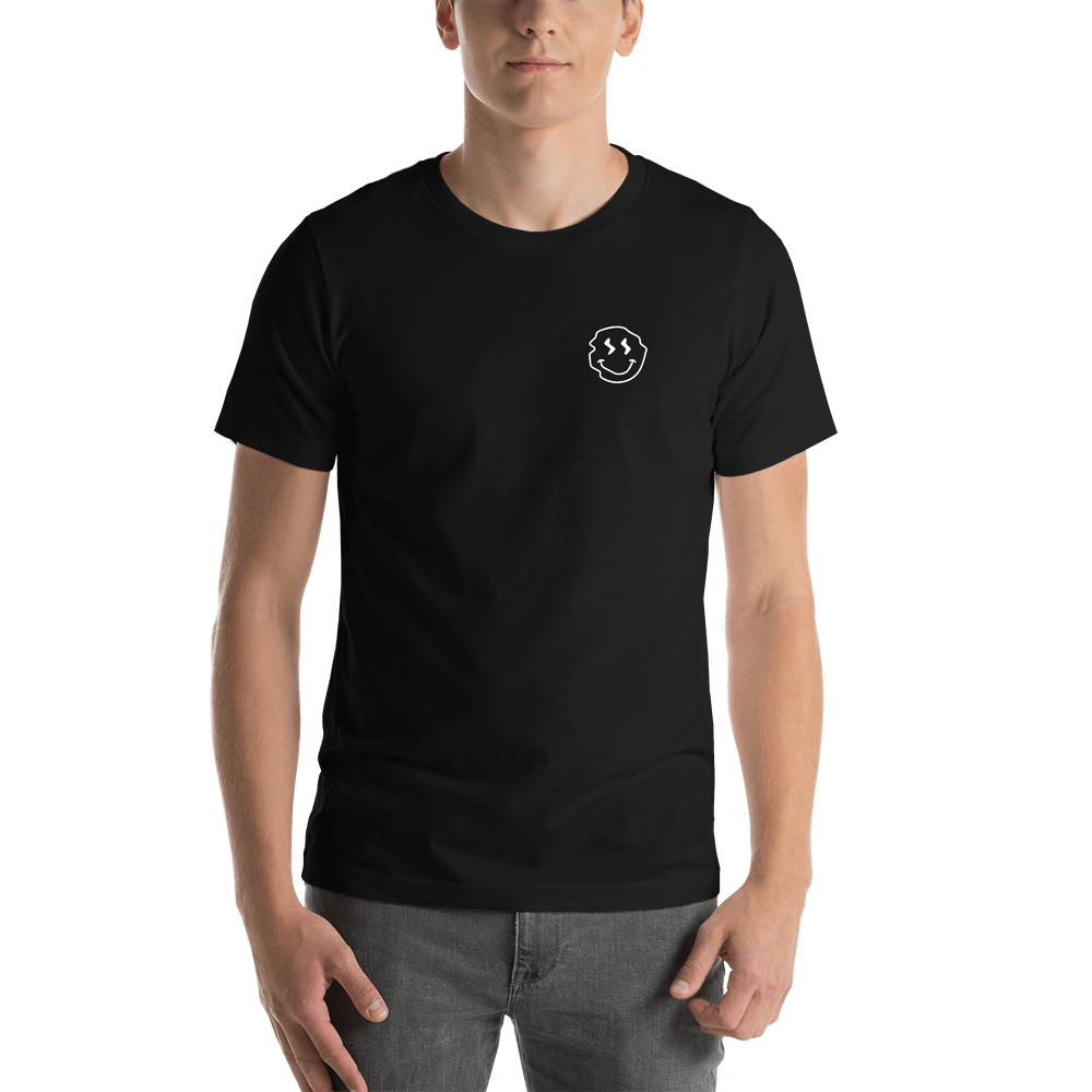 Personalized Wonky Smiley Face T-Shirt - Black - Shirt View