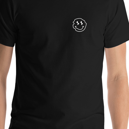 Personalized Wonky Smiley Face T-Shirt - Black - Shirt Close-Up View