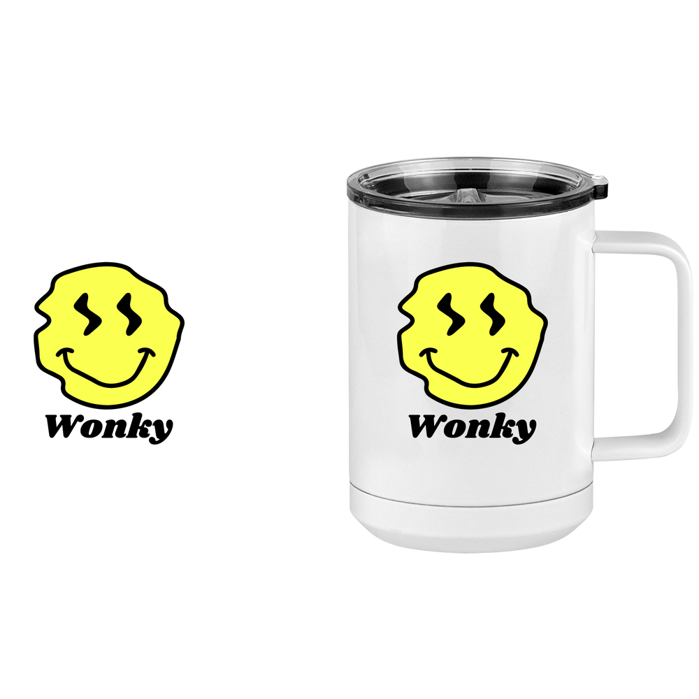 Personalized Wonky Smiley Face Coffee Mug Tumbler with Handle (15 oz) - Design View