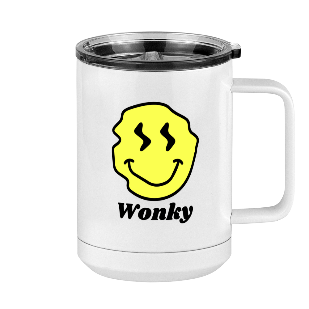 Personalized Wonky Smiley Face Coffee Mug Tumbler with Handle (15 oz) - Right View