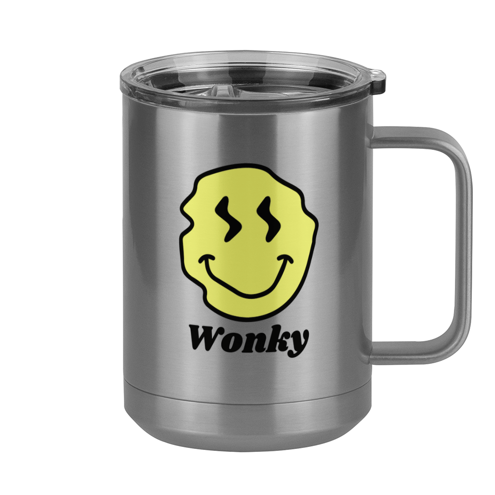 Personalized Wonky Smiley Face Coffee Mug Tumbler with Handle (15 oz) - Right View