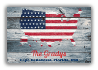 Thumbnail for Personalized Wood Grain Canvas Wrap & Photo Print - USA Flag - Blue Wash - Front View