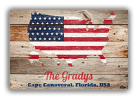 Thumbnail for Personalized Wood Grain Canvas Wrap & Photo Print - USA Flag - Natural Wood - Front View