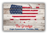 Thumbnail for Personalized Wood Grain Canvas Wrap & Photo Print - USA Flag - Whitewash - Front View