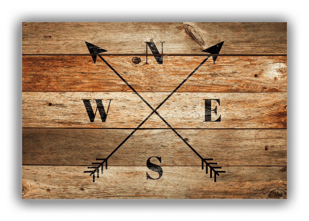 Personalized Wood Grain Canvas Wrap & Photo Print - Black Arrows - Antique Oak Wood - Front View