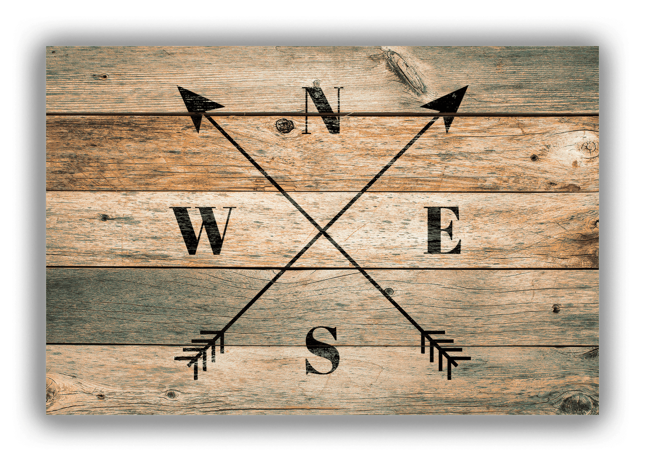 Personalized Wood Grain Canvas Wrap & Photo Print - Black Arrows - Patina Wood - Front View