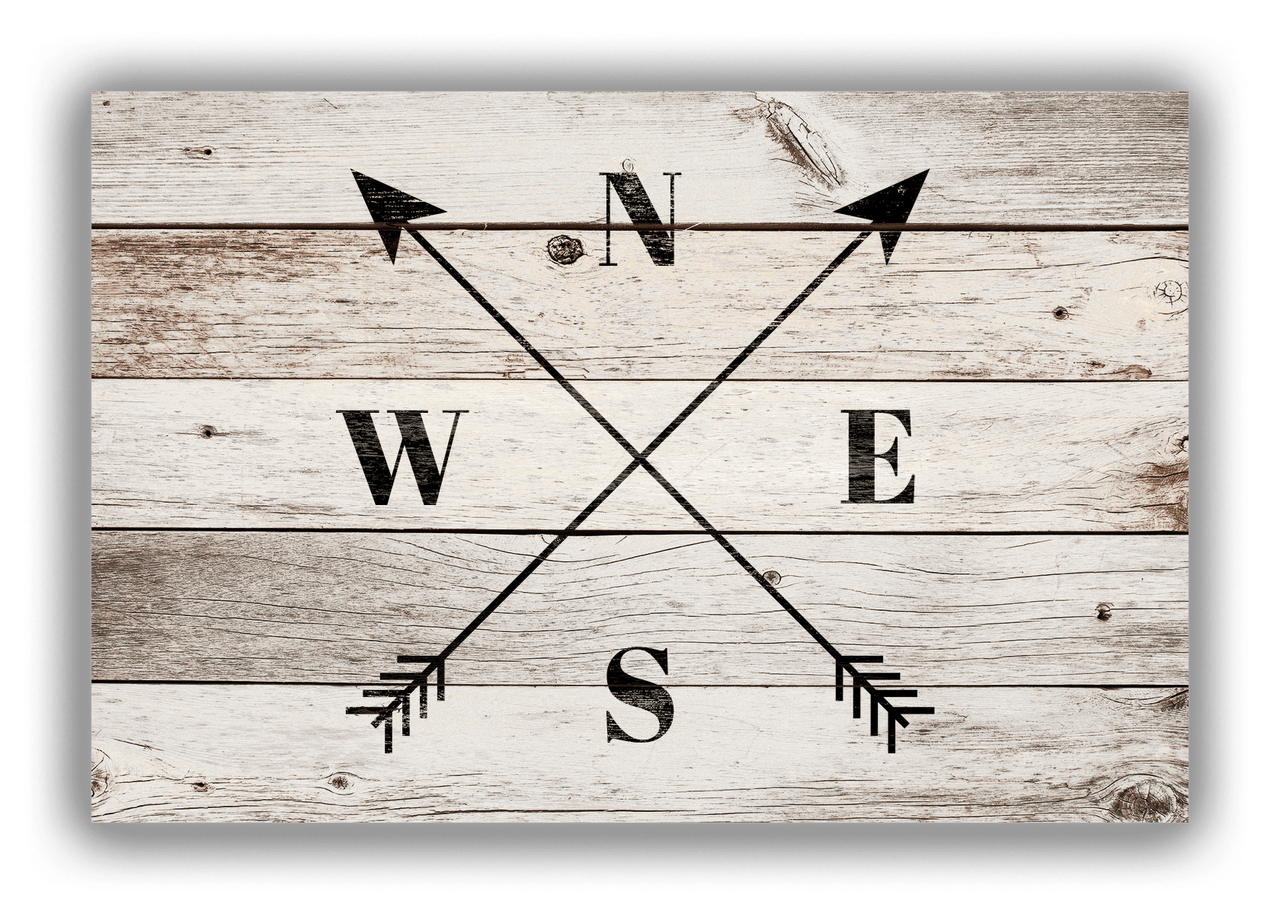 Personalized Wood Grain Canvas Wrap & Photo Print - Black Arrows - Whitewash Wood - Front View