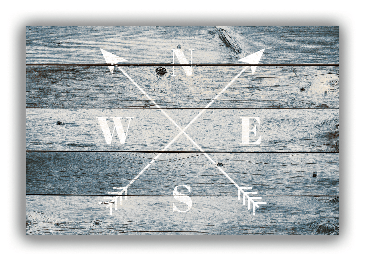 Personalized Wood Grain Canvas Wrap & Photo Print - White Arrows - Blue Wash Wood - Front View
