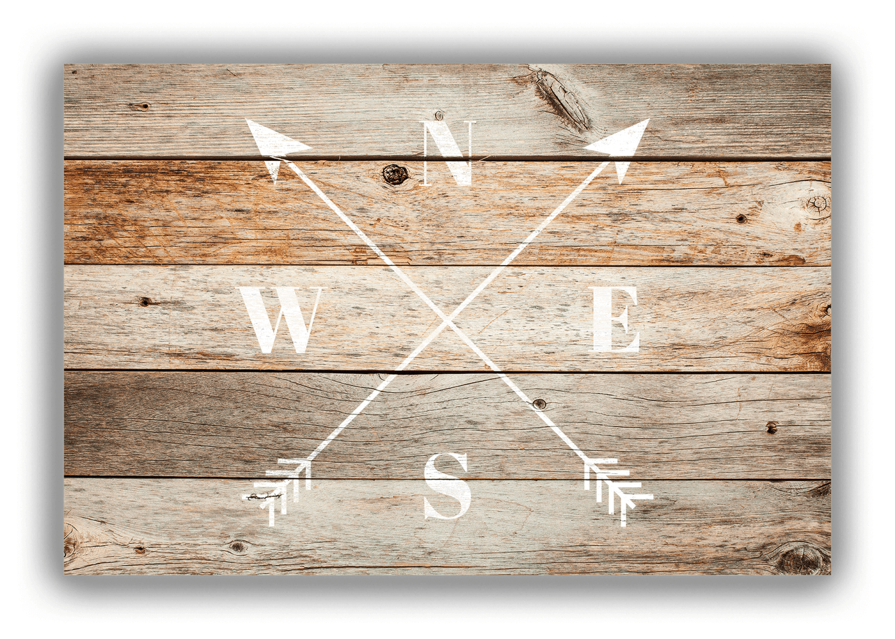 Personalized Wood Grain Canvas Wrap & Photo Print - White Arrows - Natural Wood - Front View