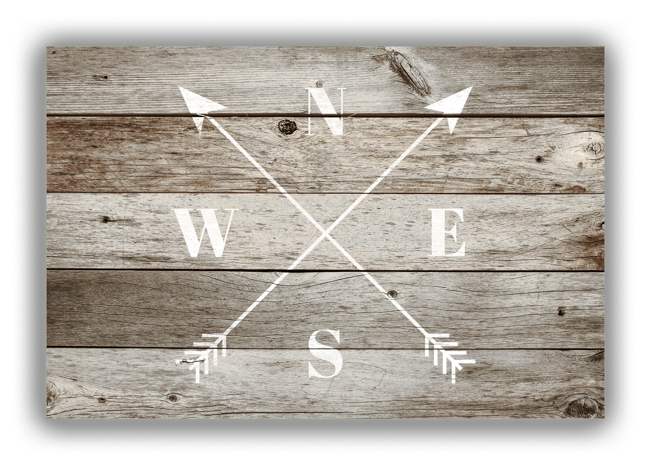 Personalized Wood Grain Canvas Wrap & Photo Print - White Arrows - Old Grey Wood - Front View