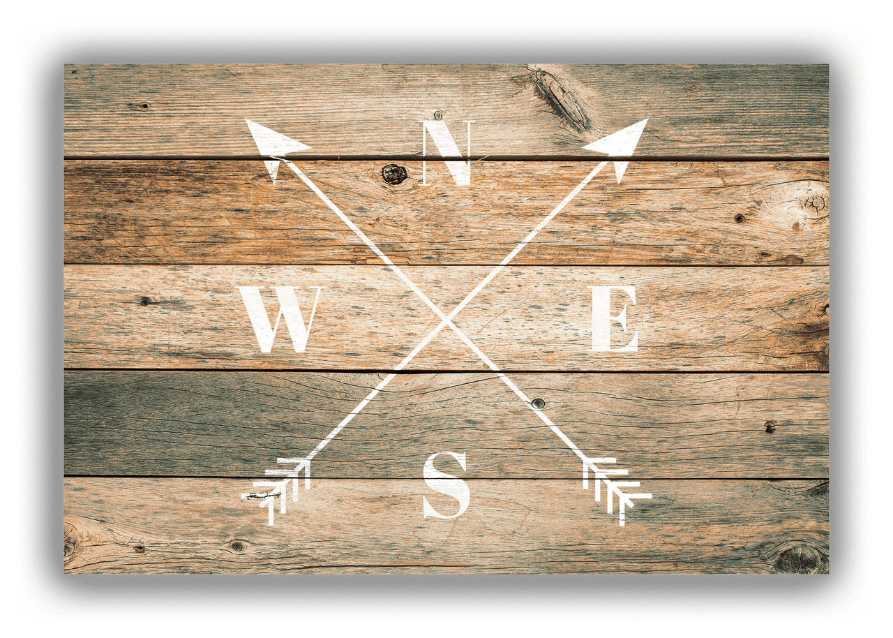 Personalized Wood Grain Canvas Wrap & Photo Print - White Arrows - Patina Wood - Front View