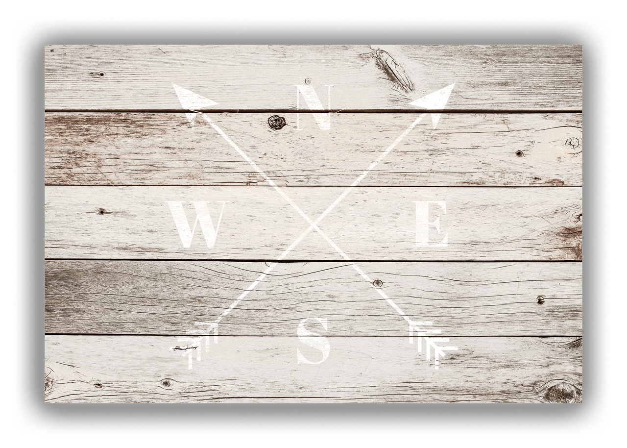 Personalized Wood Grain Canvas Wrap & Photo Print - White Arrows - Whitewash Wood - Front View