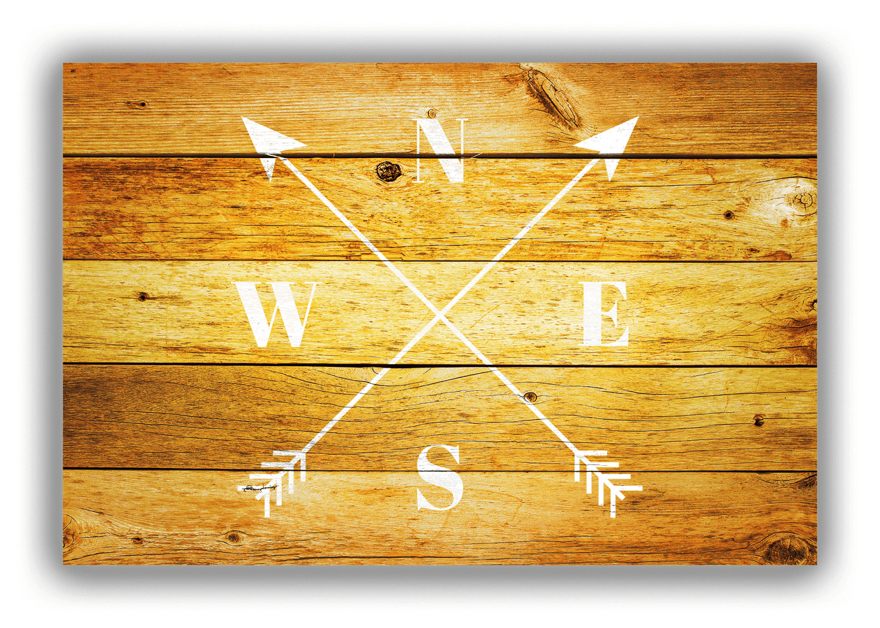 Personalized Wood Grain Canvas Wrap & Photo Print - White Arrows - Sun Burst Wood - Front View