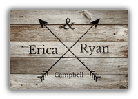 Thumbnail for Personalized Wood Grain Canvas Wrap & Photo Print - Black Arrows - Couples Names with Last Name - Old Grey Wood - Front View