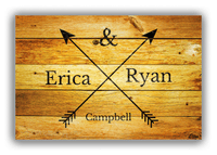 Thumbnail for Personalized Wood Grain Canvas Wrap & Photo Print - Black Arrows - Couples Names with Last Name - Sun Burst Wood - Front View