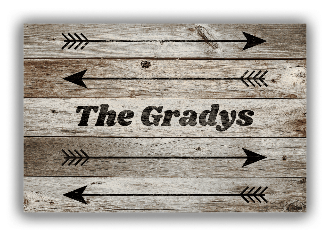 Personalized Wood Grain Canvas Wrap & Photo Print - Black Arrows IV - Old Grey Wood - Front View