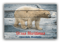 Thumbnail for Personalized Wood Grain Canvas Wrap & Photo Print - Polar Bear - Blue Wash Wood - Front View