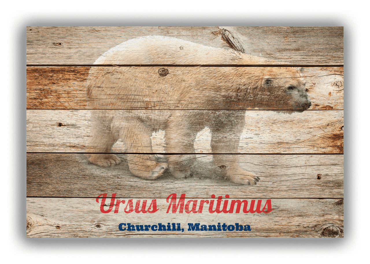 Personalized Wood Grain Canvas Wrap & Photo Print - Polar Bear - Natural Wood - Front View