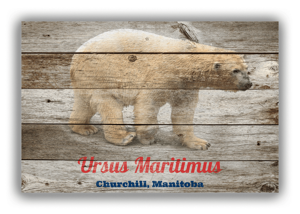 Personalized Wood Grain Canvas Wrap & Photo Print - Polar Bear - Old Grey - Front View