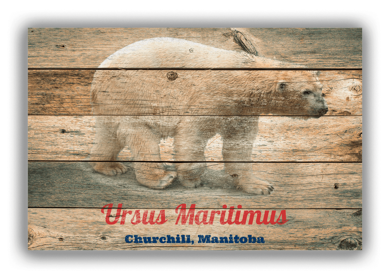 Personalized Wood Grain Canvas Wrap & Photo Print - Polar Bear - Patina Wood - Front View