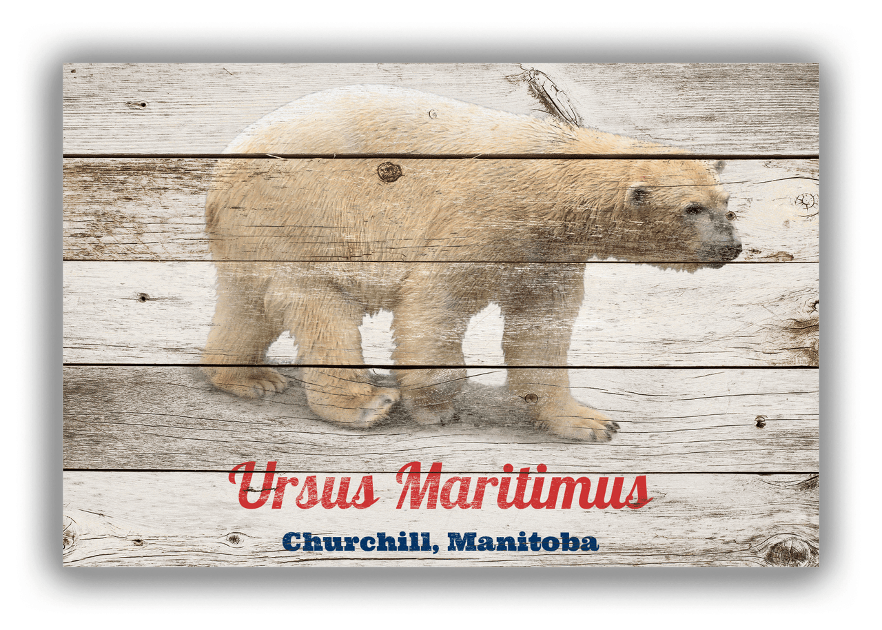 Personalized Wood Grain Canvas Wrap & Photo Print - Polar Bear - Whitewash - Front View
