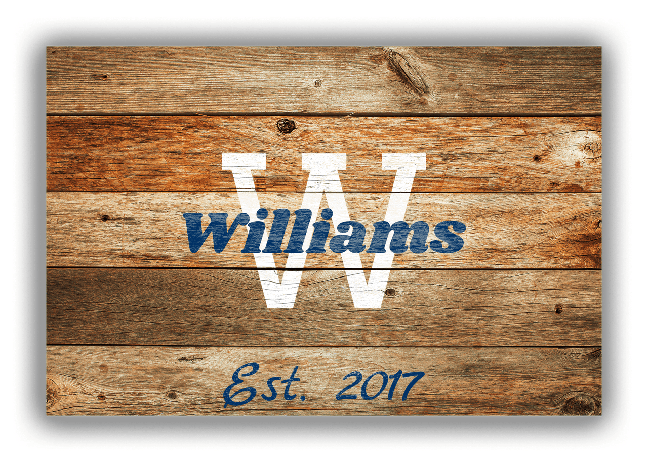 Personalized Wood Grain Canvas Wrap & Photo Print - Name Over Initial - Antique Oak - Front View
