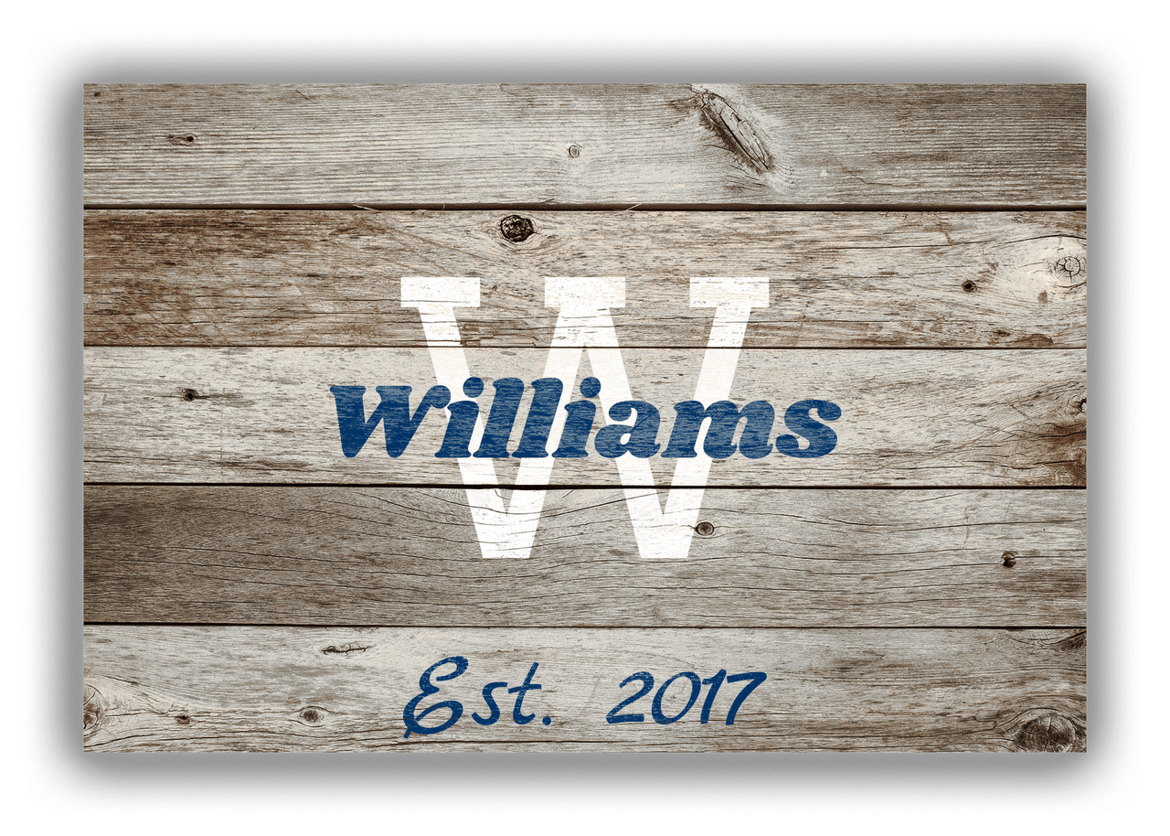 Personalized Wood Grain Canvas Wrap & Photo Print - Name Over Initial - Old Grey - Front View