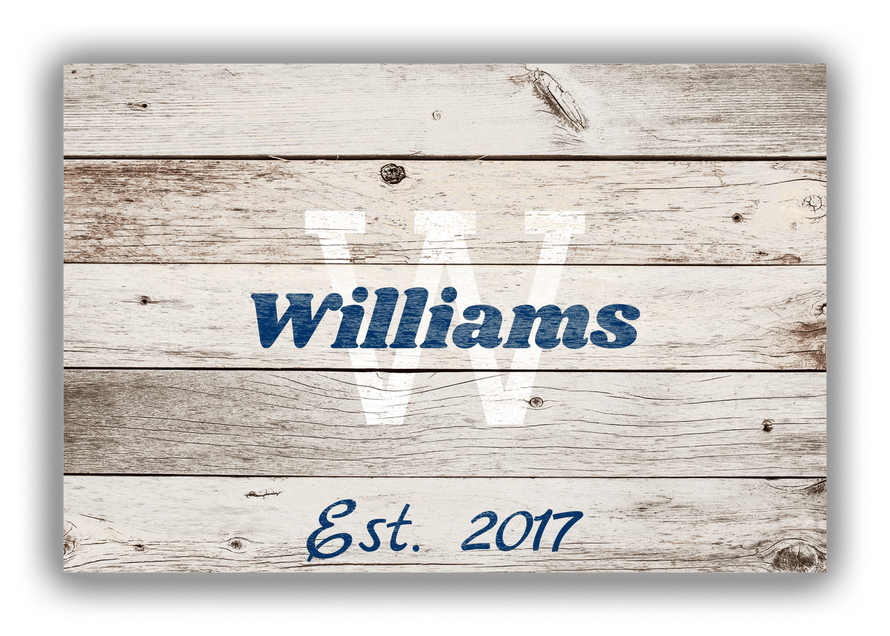 Personalized Wood Grain Canvas Wrap & Photo Print - Name Over Initial - Whitewash - Front View