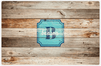 Thumbnail for Personalized Wood Grain Placemat - Name Over Initial - Natural Wood - Stamp Nameplate -  View