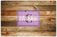 Thumbnail for Personalized Wood Grain Placemat - Name Over Initial - Antique Oak - Rectangle Nameplate -  View