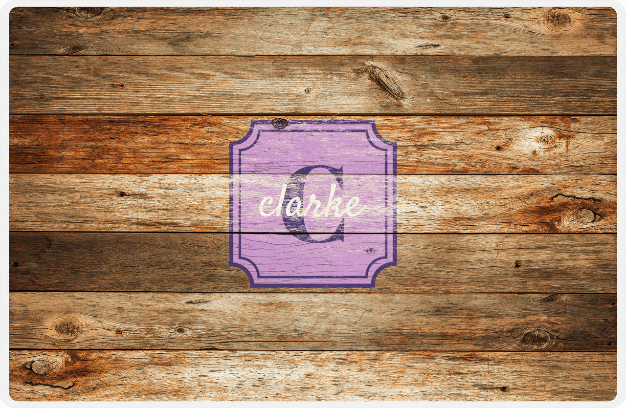 Personalized Wood Grain Placemat - Name Over Initial - Antique Oak - Stamp Nameplate -  View