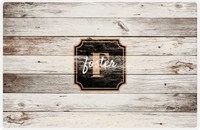 Thumbnail for Personalized Wood Grain Placemat - Name Over Initial - Whitewash Wood - Stamp Nameplate -  View