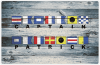 Thumbnail for Personalized Wood Grain Placemat - Nautical Flags - Bluewash Wood - Flags with Large Letters -  View