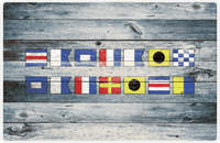Thumbnail for Personalized Wood Grain Placemat - Nautical Flags - Bluewash Wood - Flags without Letters -  View