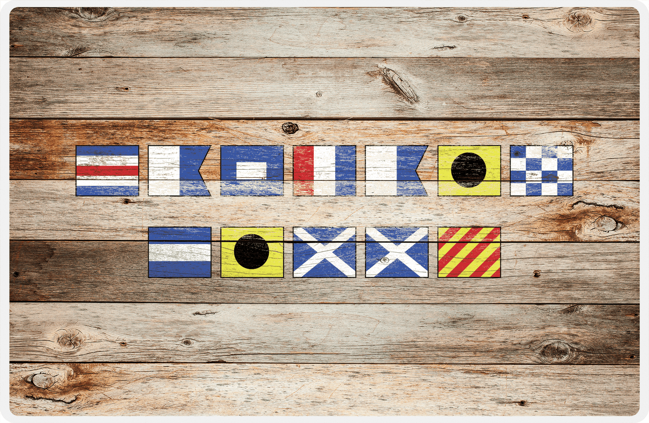 Personalized Wood Grain Placemat - Nautical Flags - Natural Wood - Flags without Letters -  View