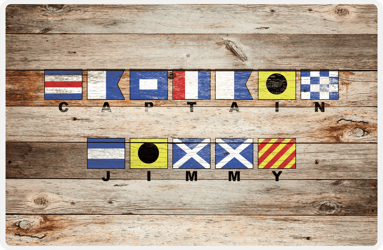 Personalized Wood Grain Placemat - Nautical Flags - Natural Wood - Flags with Small Letters -  View