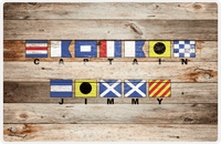 Thumbnail for Personalized Wood Grain Placemat - Nautical Flags - Natural Wood - Flags with Small Letters -  View
