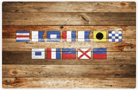 Thumbnail for Personalized Wood Grain Placemat - Nautical Flags - Antique Oak Wood - Flags without Letters -  View