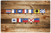 Thumbnail for Personalized Wood Grain Placemat - Nautical Flags - Antique Oak Wood - Flags with Small Letters -  View