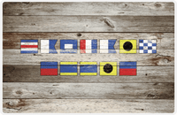 Thumbnail for Personalized Wood Grain Placemat - Nautical Flags - Old Grey Wood - Flags without Letters -  View