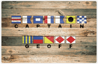 Thumbnail for Personalized Wood Grain Placemat - Nautical Flags - Patina Wood - Flags with Large Letters -  View