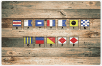 Thumbnail for Personalized Wood Grain Placemat - Nautical Flags - Patina Wood - Flags with Frames -  View