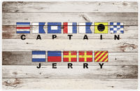 Thumbnail for Personalized Wood Grain Placemat - Nautical Flags - Whitewash Wood - Flags with Large Letters -  View