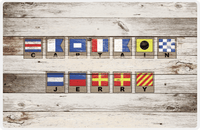 Thumbnail for Personalized Wood Grain Placemat - Nautical Flags - Whitewash Wood - Flags with Frames -  View