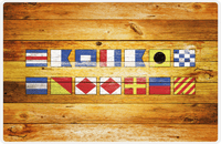 Thumbnail for Personalized Wood Grain Placemat - Nautical Flags - Sun Burst Wood - Flags without Letters -  View