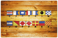 Thumbnail for Personalized Wood Grain Placemat - Nautical Flags - Sun Burst Wood - Flags with Small Letters -  View